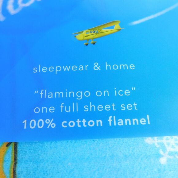 NEW NICK & NORA Flamingo on Ice Airstream Flannel FULL Bed Sheet Pillowcase Set - Picture 8 of 11